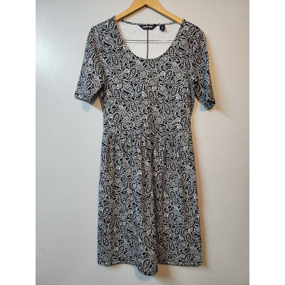 Lands' End Dresses & Skirts - Lands’ End women’s size XS black/white paisley print short sleeve dress